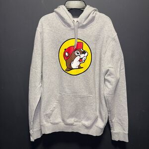Buc ees Adult Logo Hoodie Sweatshirt Gray Medium Long Sleeve Beaver